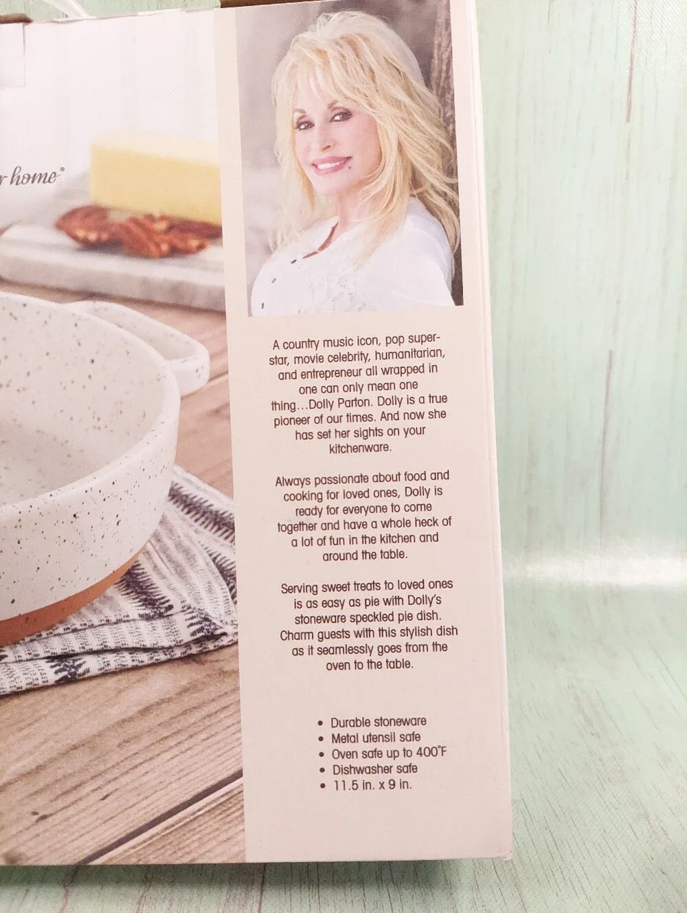 Dolly Parton Speckled Pie Dish Stoneware New in Box